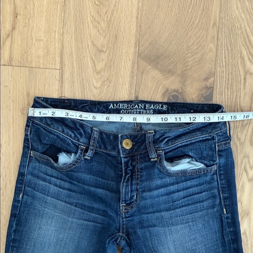 American Eagle Dark Blue Super Stretch Skinny Jeans – Size 6 Short - Picture 5 of 11